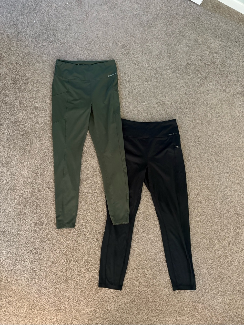 Eddie Bauer Olive Green & Black Leggings Set